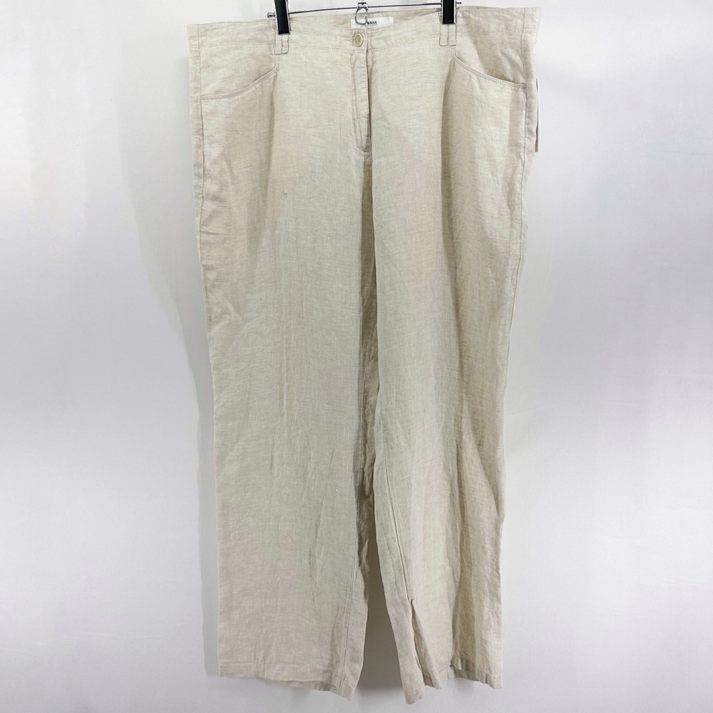Brax Farina 100% Linen Beige High Rise Wide Straight Leg Trousers Size 32